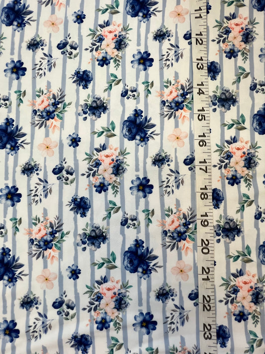 Blue Lined Floral Polyester