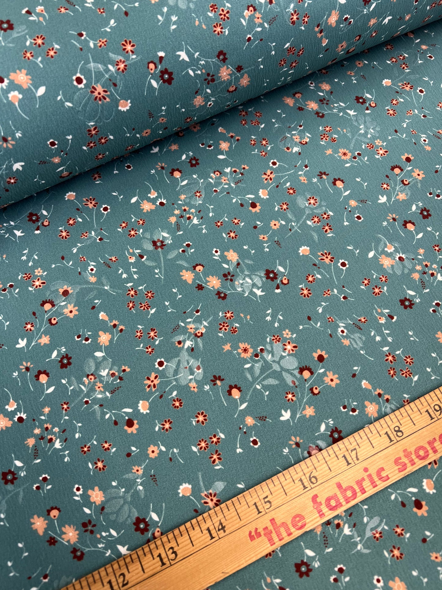Floral Polyester “Dusty Teal”