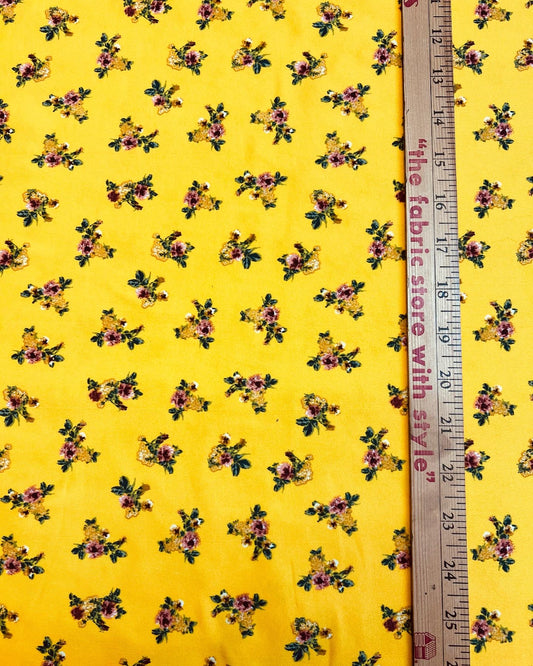 Yellow Ditsy Floral Double Brushed Poly Knit *CLEARANCE*